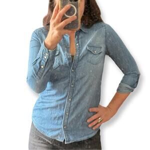 Miley Cyrus & Max Azria Pearl Snap Denim Shirt